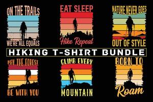 vandring t skjorta design för skriva ut på efterfrågan, äventyr berg utomhus- vandring beställnings- t-shirt design bunt, äventyr är kallelse vandring vektor