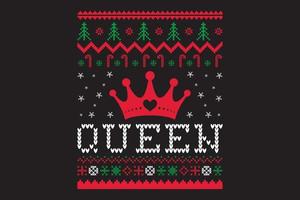 Königinweihnachtsdruckvorlage für T-Shirt, Tassendesign vektor