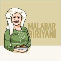 kerala malabar muslimische frauen mit thalassery dum biriyani vektor