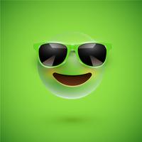 Hoch-ausführlicher smiley 3D mit Sonnenbrille auf einem bunten Hintergrund, Vektorillustration vektor