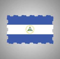 Nicaragua-Flaggenvektor mit Aquarellpinselart vektor