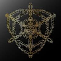 golden Pentagramm mit ein Star auf ein schwarz Hintergrund vektor
