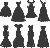 silhuett kvinnor klänningar svart Färg endast vektor