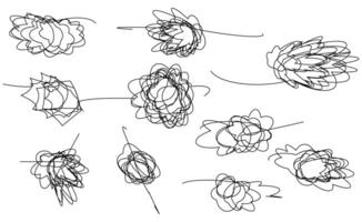Hand Zeichnung wahnsinnig verheddert kritzeln zufällig chaotisch Linien. vektor