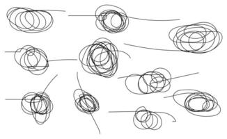 hand teckning sinnessjuk tilltrasslad klottra slumpmässig kaotisk rader. vektor