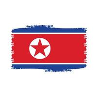 Nordkorea-Flaggenvektor mit Aquarellpinselart vektor