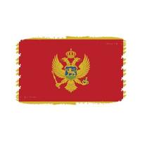 montenegro flagga vektor med akvarell borste stil
