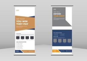 Anwaltskanzlei Roll-Up-Banner-Design, Anwaltsservice Roll-Up-Broschürenvorlage. Anwaltskanzlei Poster Vorlage. Anwalt Service Poster dl Flyer, Trend Business Roll Up Banner Design, vektor