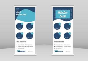 Winter Sale Roll Up Banner Design, Winter Sale Poster Roll Up Broschüre Vorlage. Winterschlussverkauf-Plakatvorlage. Winterverkaufsplakat dl-Flyer, Trendgeschäft Roll-Up-Banner-Design vektor