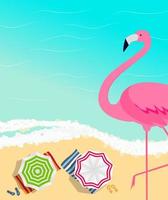 sommar kreativ affisch med rosa flamingo. inbjudningskort. vektor illustration