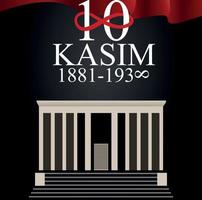 10 november grundaren av republiken Turkiet mustafa kemal ataturk dödsdag. 10 november, vektor