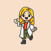 söt sjuksköterska för karaktär, ikon, logotyp, klistermärke och illustration vektor