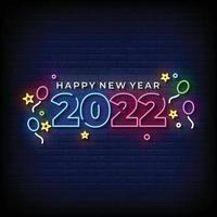 Frohes neues Jahr 2022 Neonzeichen Stil Textvektor vektor