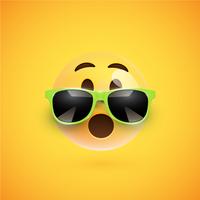 Hoch-ausführlicher smiley 3D mit Sonnenbrille auf einem bunten Hintergrund, Vektorillustration vektor