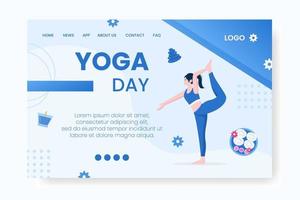 Yoga- und Meditations-Landingpage editierbar mit quadratischer Hintergrundillustration, geeignet für Social Media, Feed, Karten, Grüße, Print- und Web-Internet-Anzeigen vektor