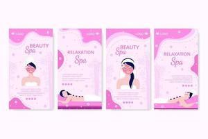 Beauty-Spa- und Yoga-Geschichten, die mit quadratischem Hintergrund bearbeitet werden können, geeignet für soziale Medien, Feeds, Karten, Grüße, Print- und Web-Internet-Anzeigen vektor