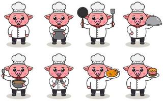 vektor illustration av kocken gris tecknad
