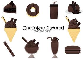 Speisen und Getränke mit Schokoladengeschmack vektor