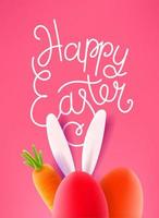 Frohe Ostern-Feiertagskarte. Osterbanner mit realistischen Elementen und kalligraphischem Logo. 3D-Stil niedliche Vektor-Illustration vektor