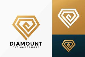 diamant med berg logotyp vektordesign. abstrakt emblem, designkoncept, logotyper, logotypelement för mall. vektor