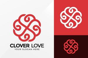 clover love line art logotypdesign, varumärkesidentitet logotyper vektor, modern logotyp, logo design vektor illustration mall