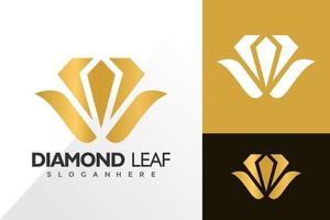 guld diamant blad logotyp och ikon design vektor koncept för mall