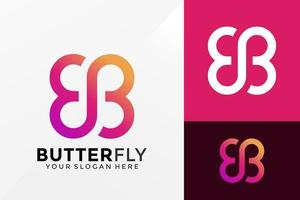 b butterfly logo design, varumärkesidentitet logotyper vektor, modern logotyp, logo design vektor illustration mall