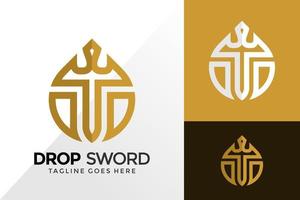 drop sword logo design, varumärkesidentitet logotyper design vektor illustration mall