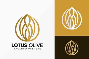 Luxus-Schönheits-Lotusöl-Logo-Vektor-Design. Markenidentitätsemblem, Designkonzept, Logos, Logoelement für Vorlage. vektor