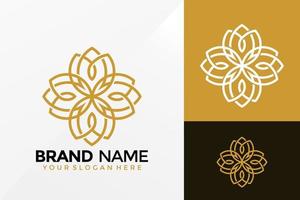 gyllene lotus prydnad logotyp vektordesign. varumärkesidentitet emblem, designkoncept, logotyper, logotypelement för mall. vektor