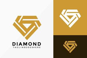 Golddiamant-Schmuck-Logo-Vektor-Design. abstraktes Emblem, Designkonzept, Logos, Logoelement für Vorlage. vektor