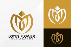 Lotus-Meditation-Logo-Vektor-Design. Markenidentitätsemblem, Designkonzept, Logos, Logoelement für Vorlage. vektor