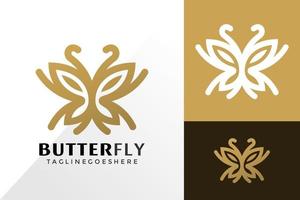 Schmetterling elegantes Logo-Vektor-Design, kreative Logos-Designs-Konzept für die Vorlage vektor