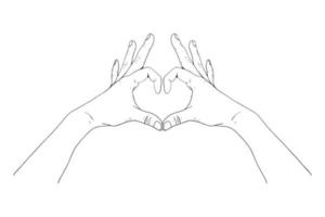 en skiss av händerna visar en hjärtformad gest vektor