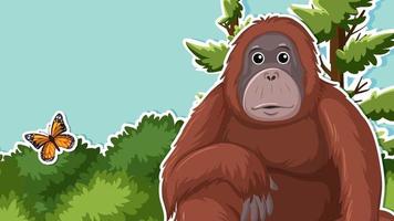 Thumbnail-Design mit Gorilla-Cartoon-Figur vektor