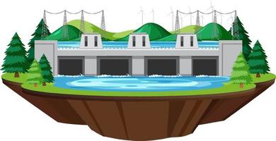 isolierte Wasserkraftwerke erzeugen Strom vektor