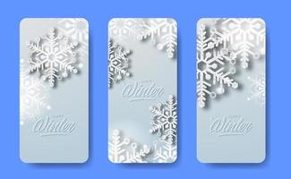 Winter-Poster-Banner mit 3D-Kristallschneeflocke Luxus elegante Poster-Banner-Vorlage vektor