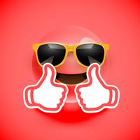 Realistischer Emoticon mit Sonnenbrille und Daumen oben, Vektorillustration vektor