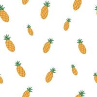 sömlös mönster med ananas. sommar. illustration av frukt i platt stil. söt minimalistisk mönster. för textilier och förpackning. vit isolerat bakgrund. vektor