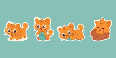 süß komisch Karikatur Charakter Katze Aufkleber vektor