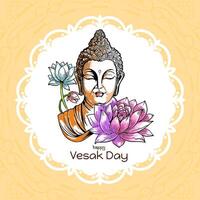 Lycklig buddha purnima eller Vesak dag kort med gautam buddha design vektor
