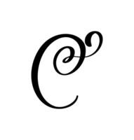 kalligrafi hand dragen brev c. manus font logotyp ikon. handskriven borsta stil vektor