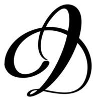 Kalligraphie Hand gezeichnet Brief d. Skript Schriftart Logo Symbol. handgeschrieben Bürste Stil vektor