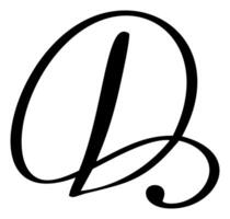 kalligrafi hand dragen brev d. manus font logotyp ikon. handskriven borsta stil vektor