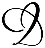 hand dragen kalligrafi brev d. manus font logotyp. handskriven borsta stil frodas vektor