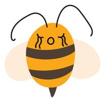 fliegen frustriert Biene Emoji Symbol. süß Kind Charakter. Objekt Sommer- Symbol eben Honig Kunst. Karikatur Element zum Netz oder typografisch Design, Poster vektor
