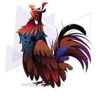 Hahn Vögel mit Weiß Hintergrund ein Zeichnung von ein Hahn mit ein rot Mähne und ein schwarz Schwanz vektor