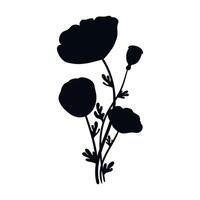 Mohn Blumen Strauß Silhouette isoliert auf Weiß Hintergrund. Mohnblumen Blumen Bündel Silhouetten vektor