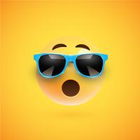 Hoch-ausführlicher smiley 3D mit Sonnenbrille auf einem bunten Hintergrund, Vektorillustration vektor