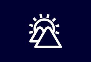 Sonne über Berg Gipfel. Linie Kunst Stil Berg Logo Vorlage Illustration vektor